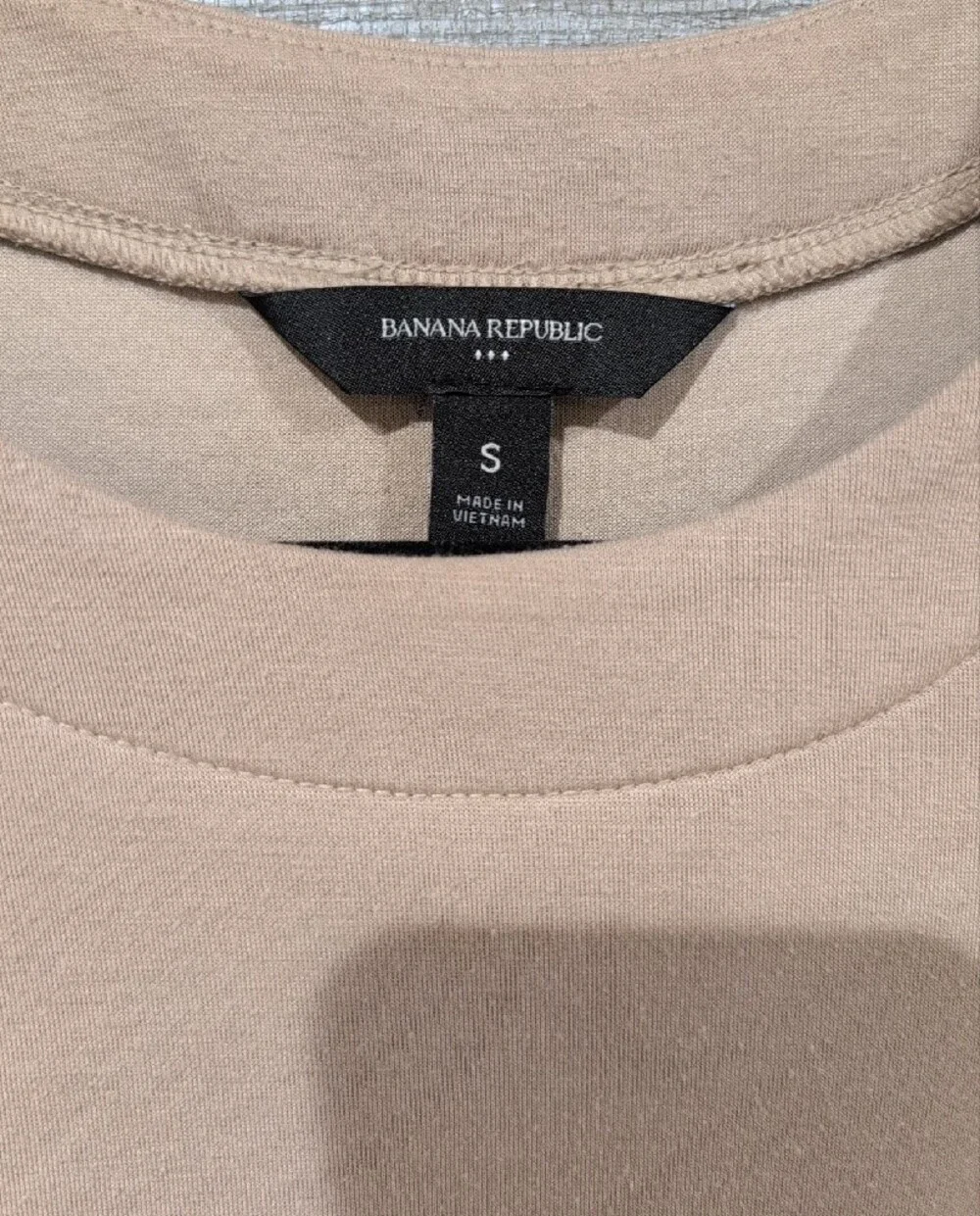Banana Republic Women’s Taupe Crewneck Sweater with Button-Shoulder Detail
